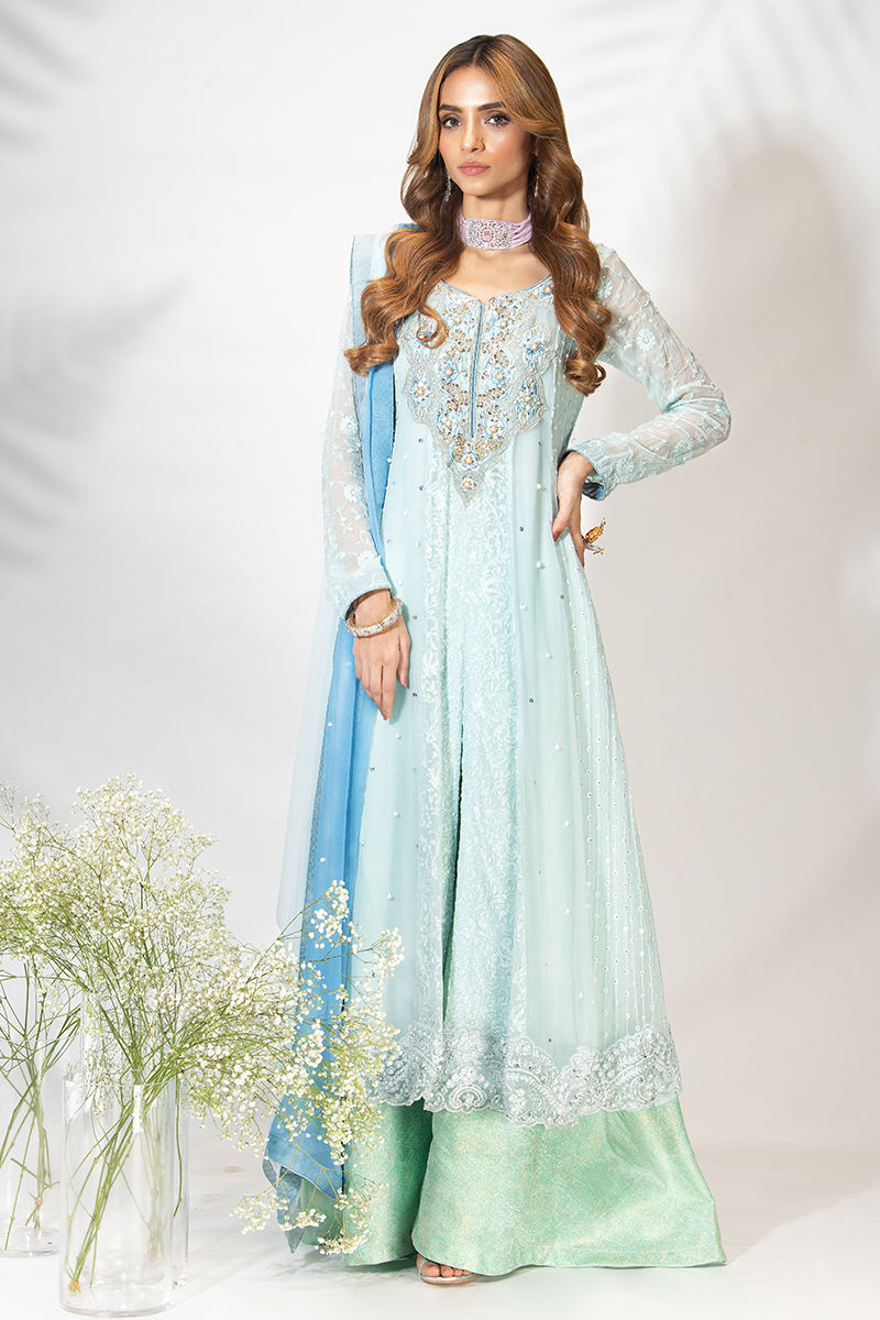 Fatima Khan | Luxury Pret 24 | TIFFANY BLUE by Fatima Khan - Designer Dress - Type: Luxury - Available at Libayah - 100% Original