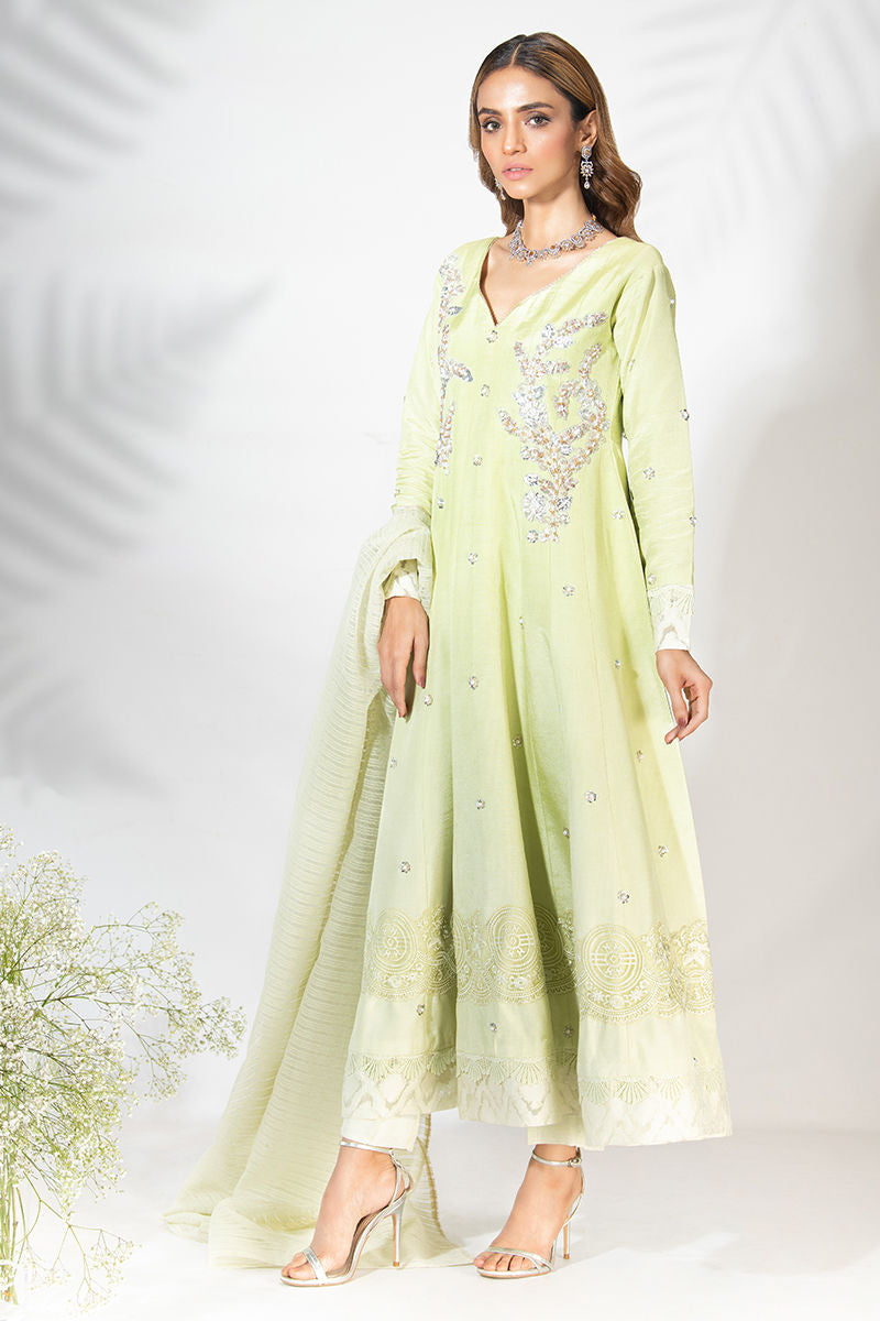 Fatima Khan | Luxury Pret 24 | SAGE MINT KALIDAR by Fatima Khan - Designer Dress - Type: Luxury - Available at Libayah - 100% Original