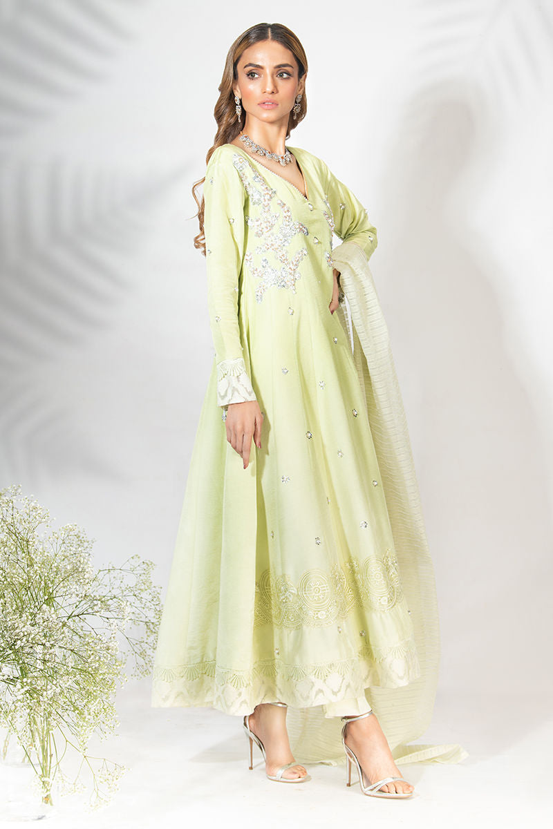 Fatima Khan | Luxury Pret 24 | SAGE MINT KALIDAR by Fatima Khan - Designer Dress - Type: Luxury - Available at Libayah - 100% Original