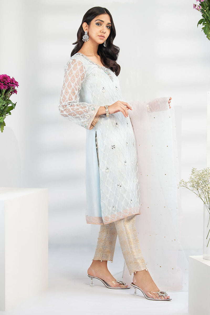 Fatima Khan | Luxury Pret 24 | PERIWINKLE BLUE by Fatima Khan - Designer Dress - Type: Luxury - Available at Libayah - 100% Original