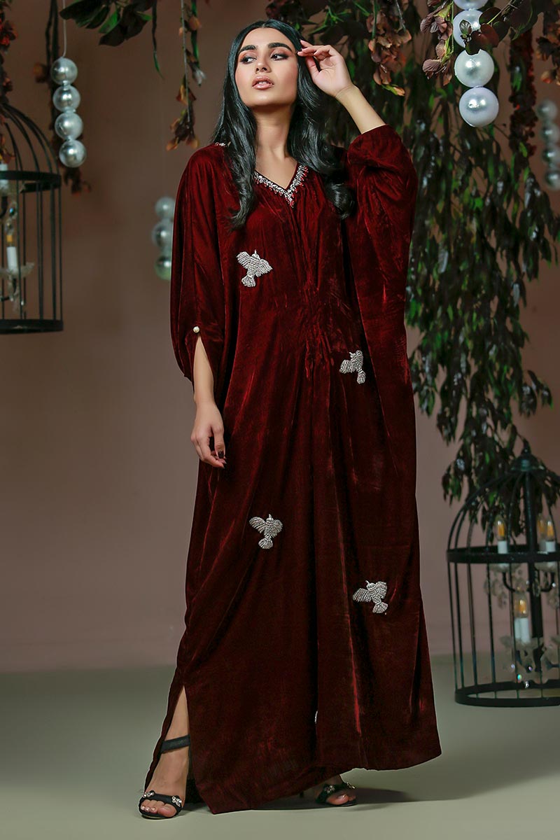 Ansab Jahangir | Bow Velvet Edit | MYSTIC GLORY by Ansab Jahangir - Designer Dress - Type: Ladies Clothes - Available at Libayah - 100% Original