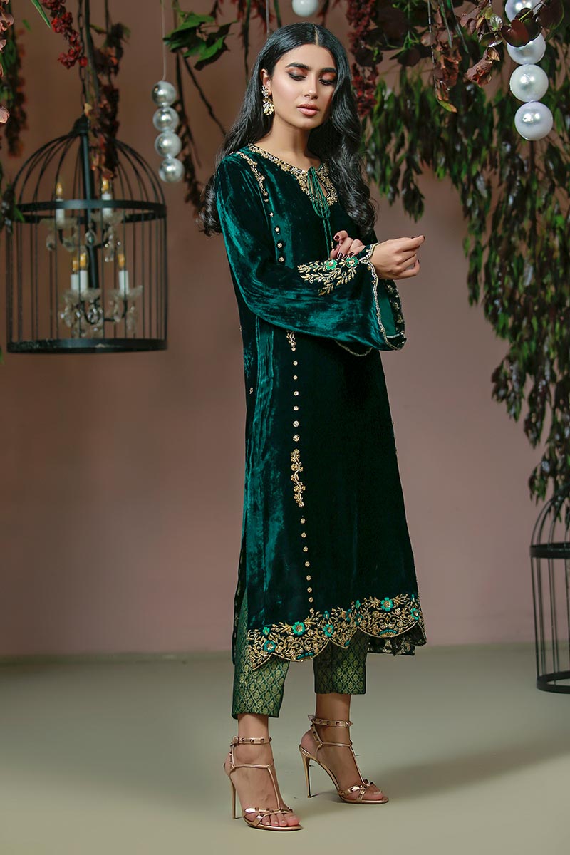 Ansab Jahangir | Bow Velvet Edit | MYTHICAL ROMANCE by Ansab Jahangir - Designer Dress - Type: Ladies Clothes - Available at Libayah - 100% Original