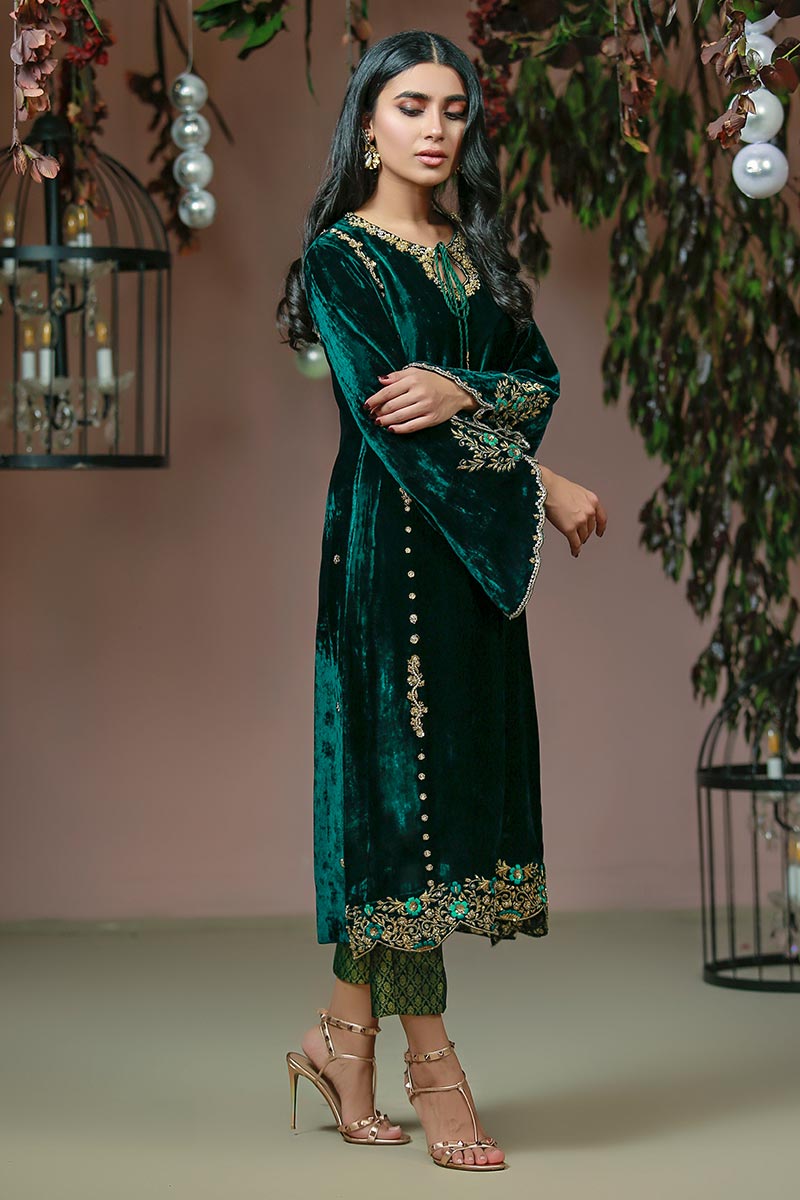 Ansab Jahangir | Bow Velvet Edit | MYTHICAL ROMANCE by Ansab Jahangir - Designer Dress - Type: Ladies Clothes - Available at Libayah - 100% Original
