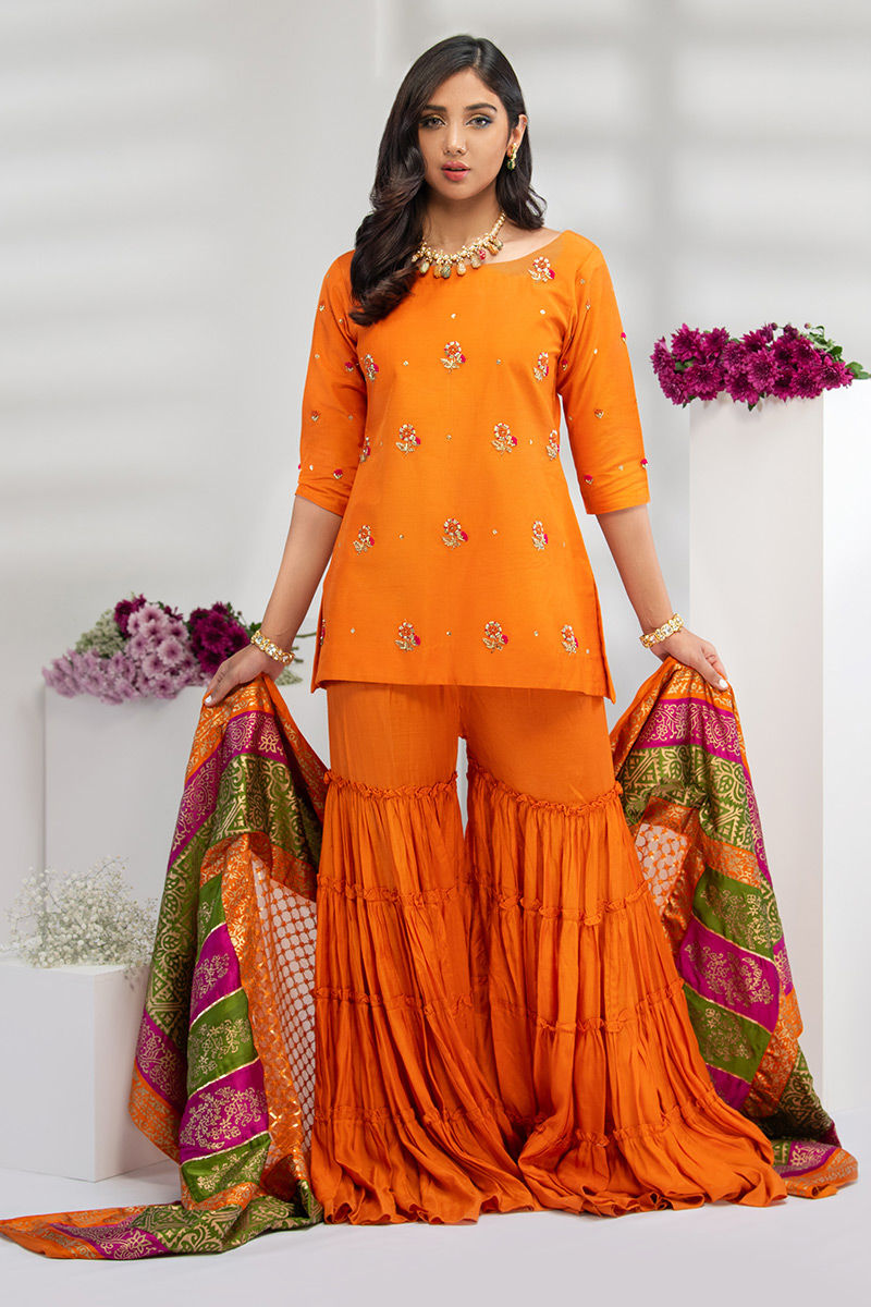 Fatima Khan | Luxury Pret 24 | SAFFRON GOLD by Fatima Khan - Designer Dress - Type: Luxury - Available at Libayah - 100% Original