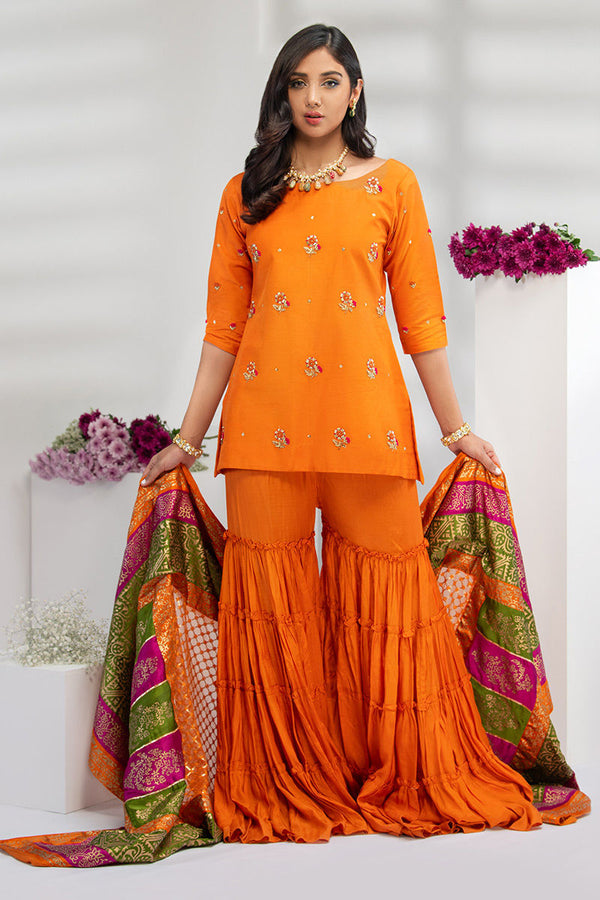 Fatima Khan | Luxury Pret 24 | SAFFRON GOLD by Fatima Khan - Designer Dress - Type: Luxury - Available at Libayah - 100% Original