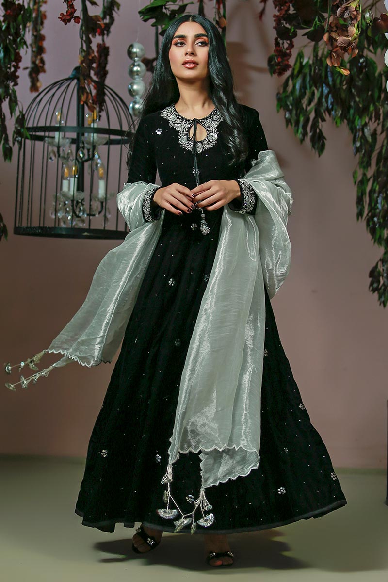 Ansab Jahangir | Bow Velvet Edit | GARDEN OF JEWELS by Ansab Jahangir - Designer Dress - Type: Ladies Clothes - Available at Libayah - 100% Original