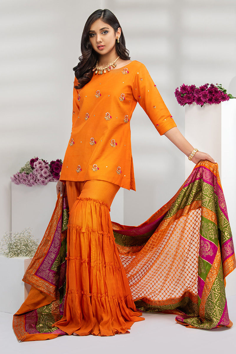 Fatima Khan | Luxury Pret 24 | SAFFRON GOLD by Fatima Khan - Designer Dress - Type: Luxury - Available at Libayah - 100% Original