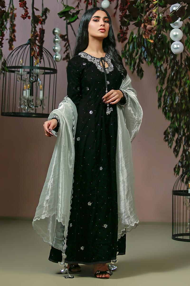 Ansab Jahangir | Bow Velvet Edit | GARDEN OF JEWELS by Ansab Jahangir - Designer Dress - Type: Ladies Clothes - Available at Libayah - 100% Original