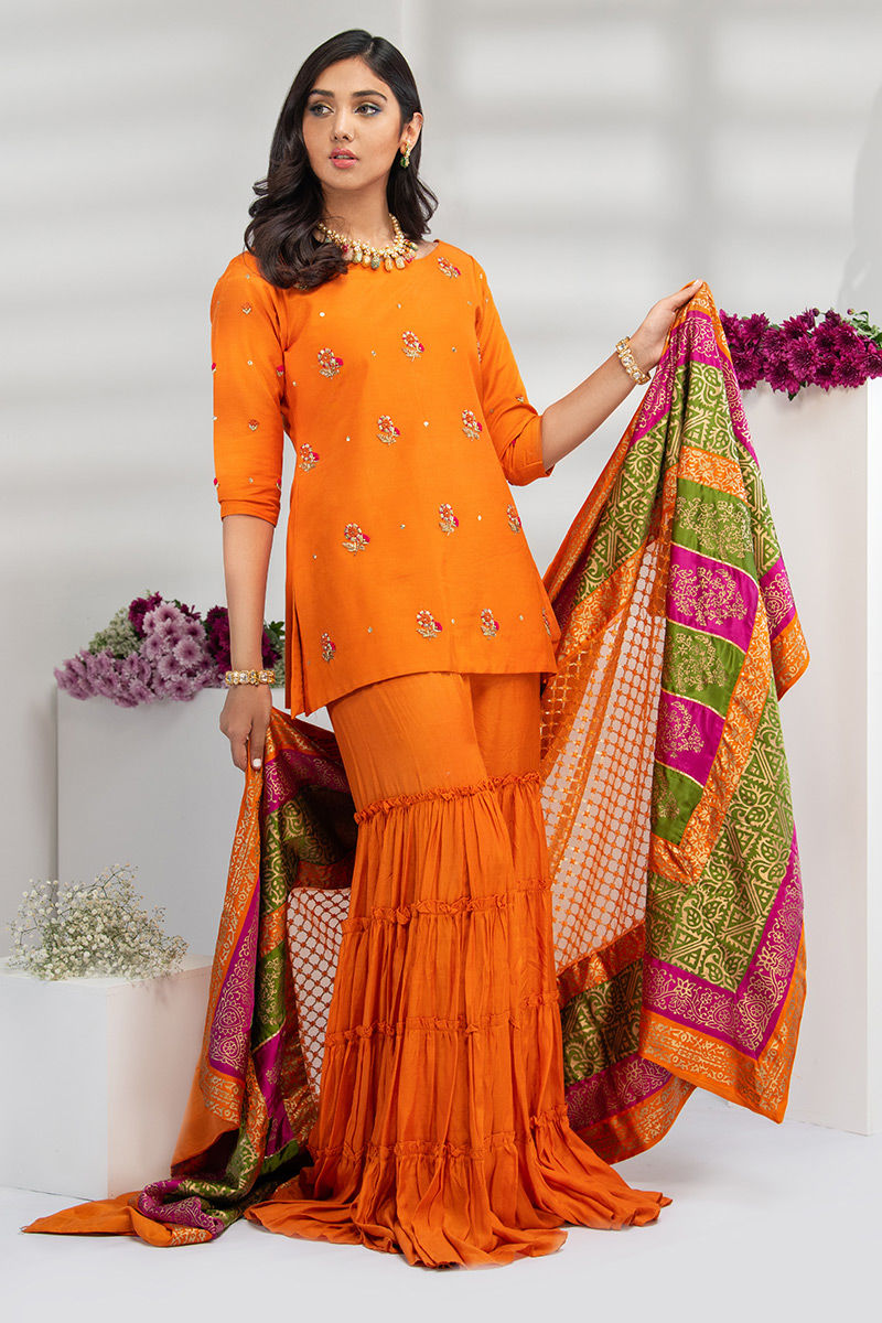 Fatima Khan | Luxury Pret 24 | SAFFRON GOLD by Fatima Khan - Designer Dress - Type: Luxury - Available at Libayah - 100% Original