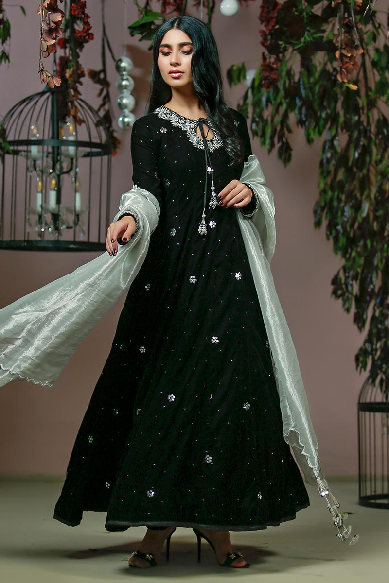 Ansab Jahangir | Bow Velvet Edit | GARDEN OF JEWELS by Ansab Jahangir - Designer Dress - Type: Ladies Clothes - Available at Libayah - 100% Original