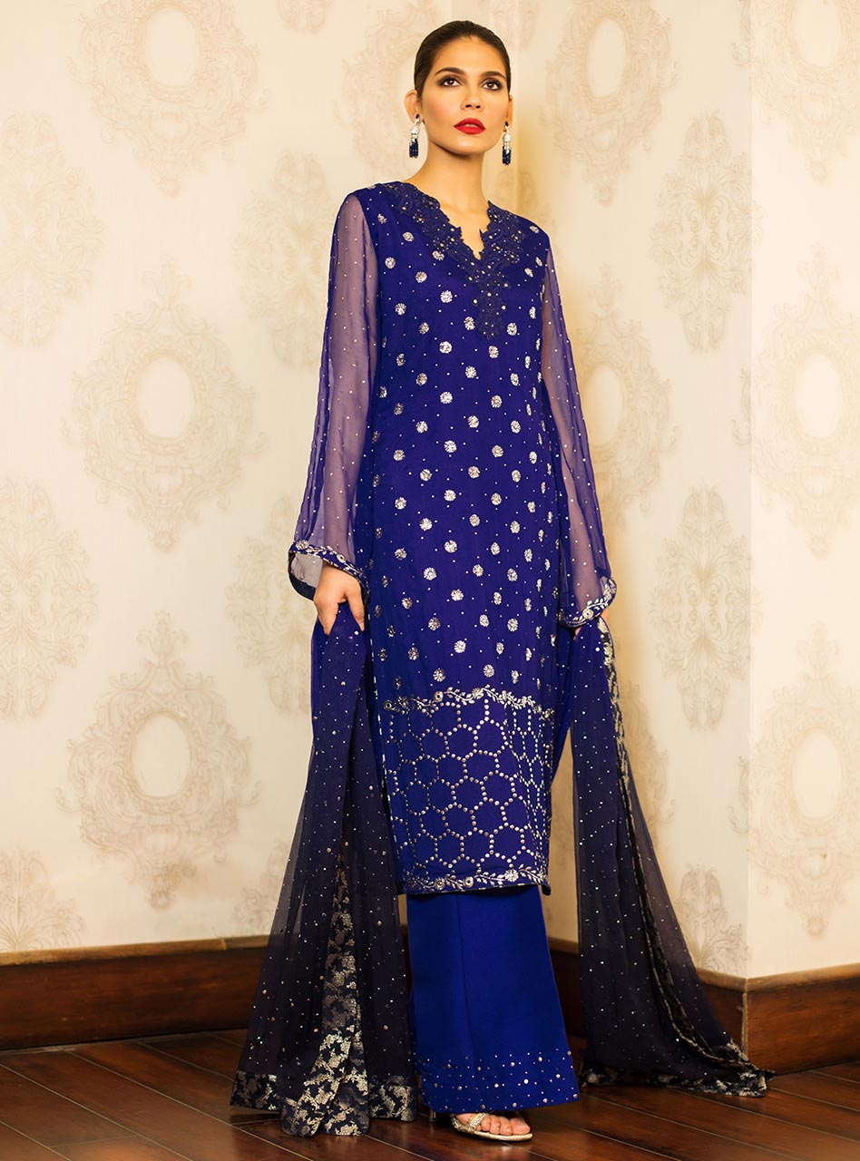 Zainab Chottani | Semi Formals | LAPIS LAZULI by Zainab Chottani - Designer Dress - Type: Ladies Clothes - Available at Libayah - 100% Original