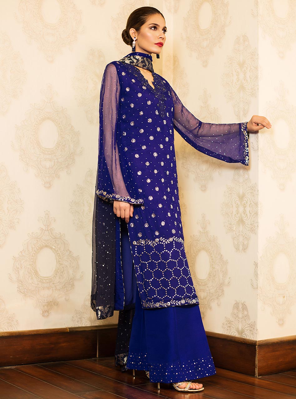 Zainab Chottani | Semi Formals | LAPIS LAZULI by Zainab Chottani - Designer Dress - Type: Ladies Clothes - Available at Libayah - 100% Original