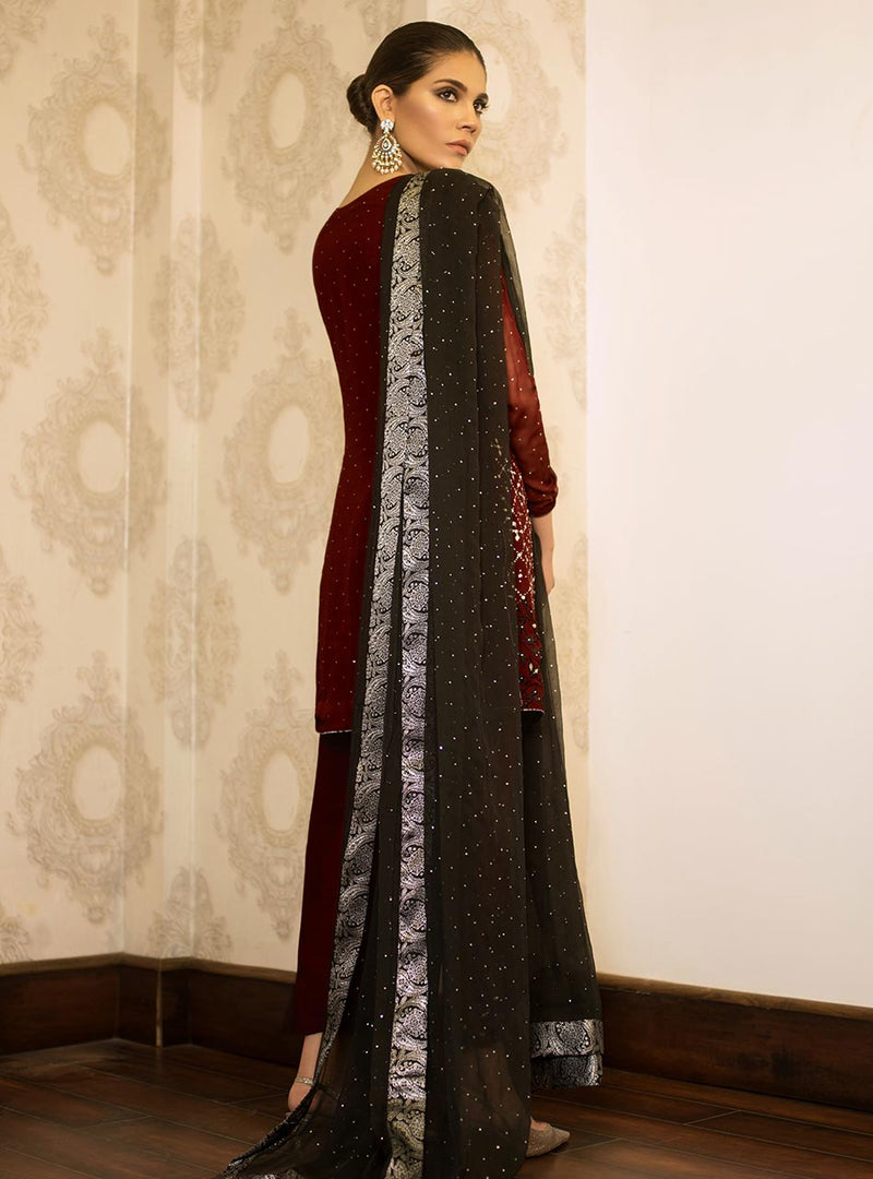 Zainab Chottani | Semi Formals | MAROON MAGMA by Zainab Chottani - Designer Dress - Type: Ladies Clothes - Available at Libayah - 100% Original