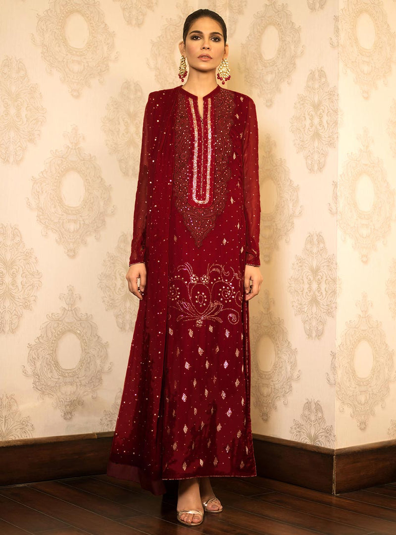 Zainab Chottani | Semi Formals | RED DIAMOND by Zainab Chottani - Designer Dress - Type: Ladies Clothes - Available at Libayah - 100% Original