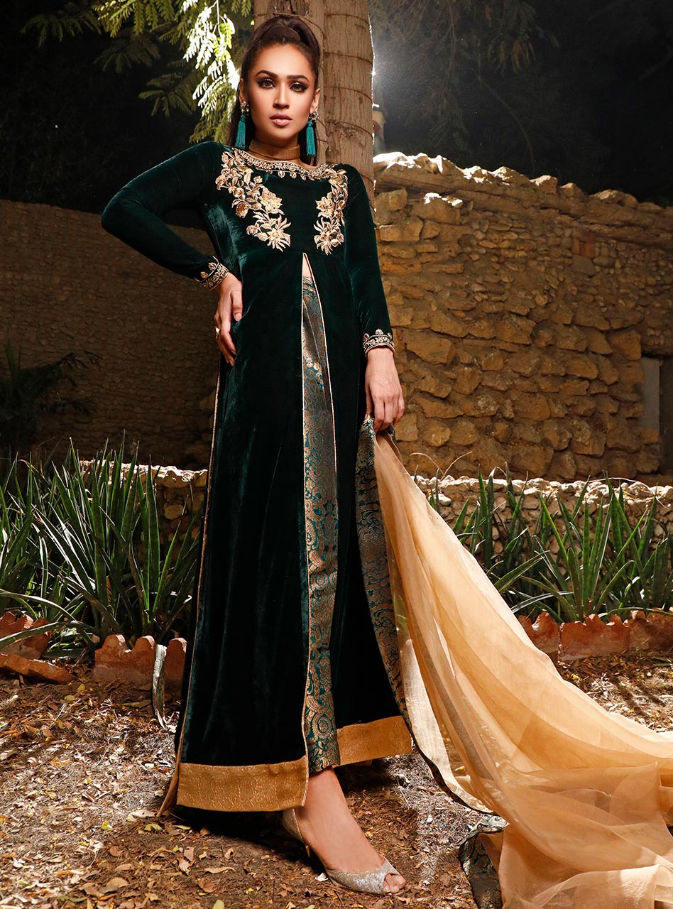 Zainab Chottani | Semi Formals | DARK MOSS TOPAZ by Zainab Chottani - Designer Dress - Type: Ladies Clothes - Available at Libayah - 100% Original