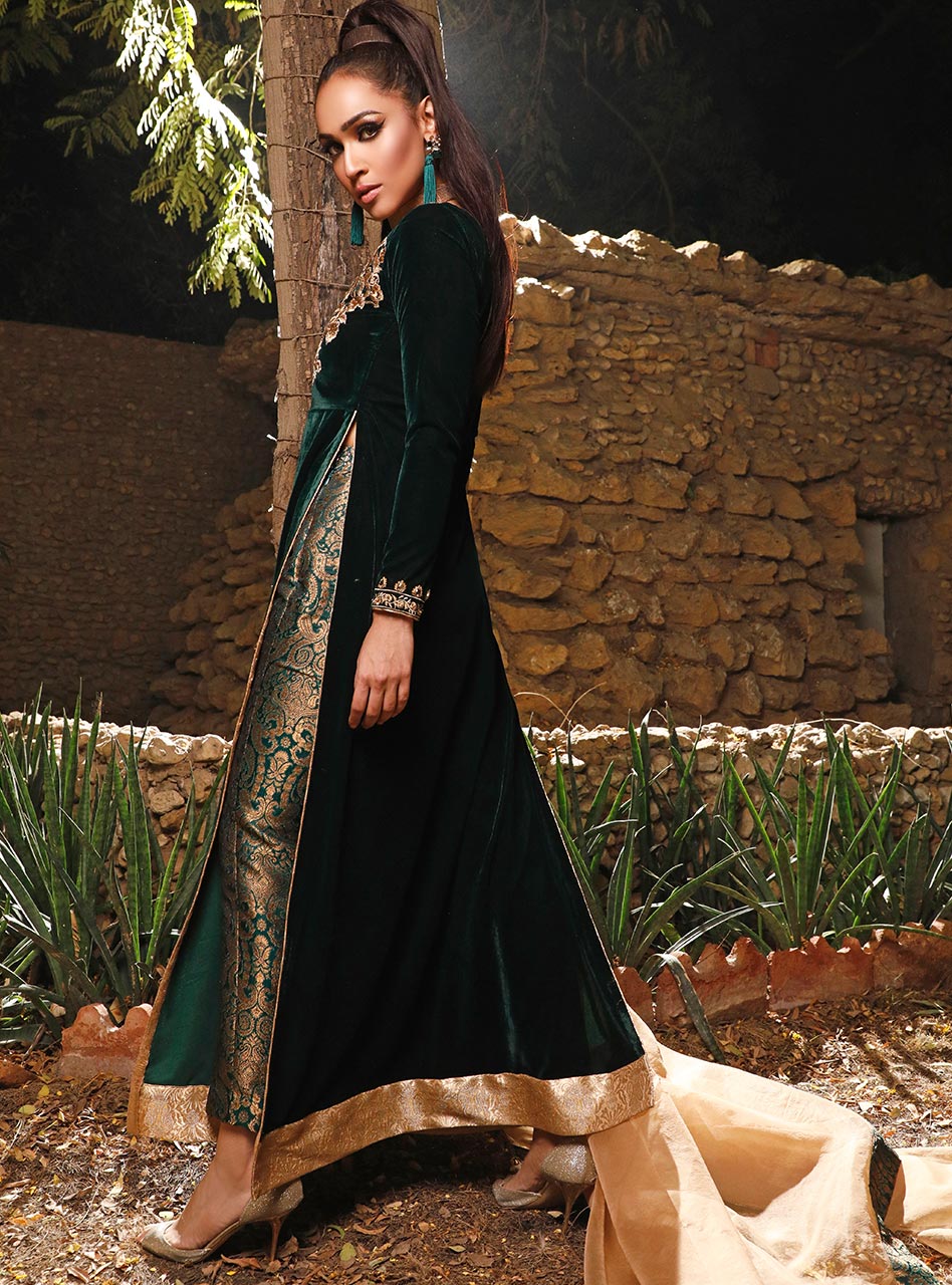 Zainab Chottani | Semi Formals | DARK MOSS TOPAZ by Zainab Chottani - Designer Dress - Type: Ladies Clothes - Available at Libayah - 100% Original