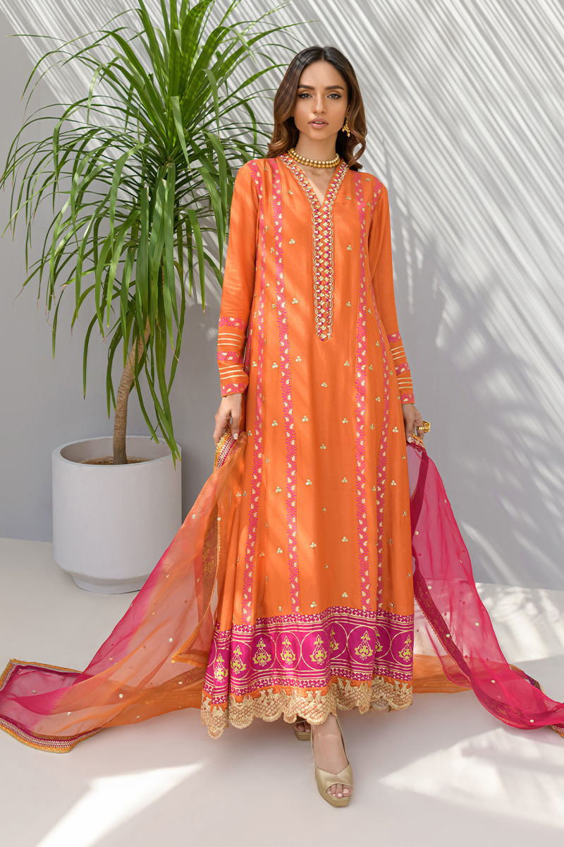 Fatima Khan | Best Sellers 24 | GOLD TANGERINE by Fatima Khan - Designer Dress - Type: Luxury - Available at Libayah - 100% Original
