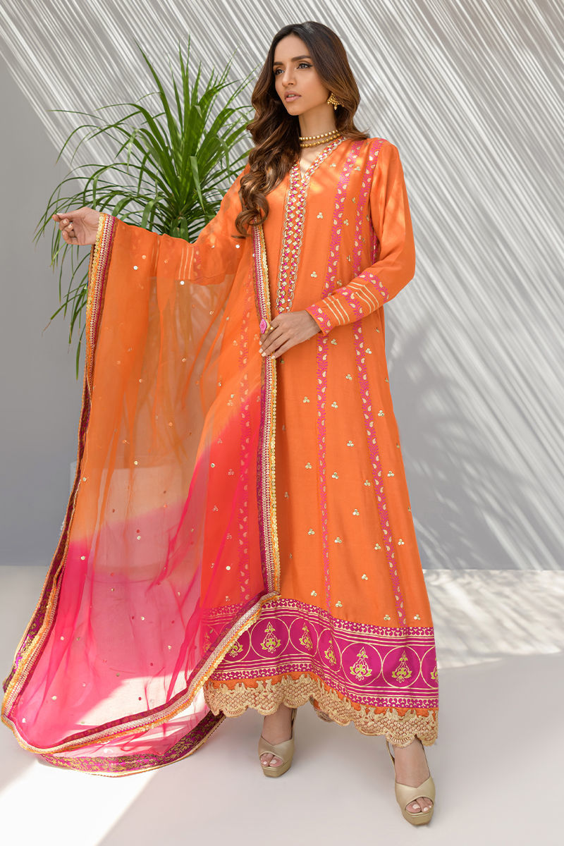Fatima Khan | Best Sellers 24 | GOLD TANGERINE by Fatima Khan - Designer Dress - Type: Luxury - Available at Libayah - 100% Original