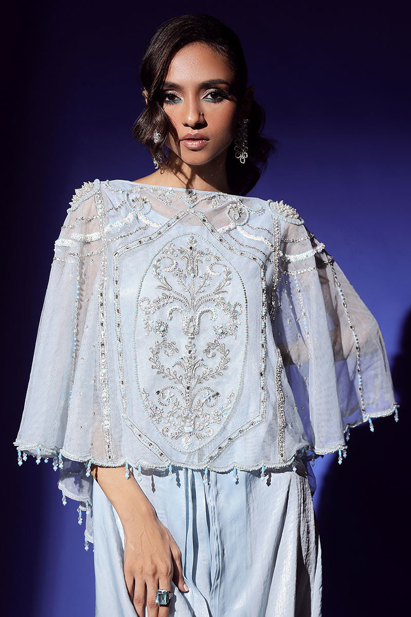 Wardha Saleem | Luxury Pret Fusion Wear | AURA CAPE WITH DRAPE (2PC) by Wardha Saleem - Designer Dress - Type: Ladies Clothes - Available at Libayah - 100% Original