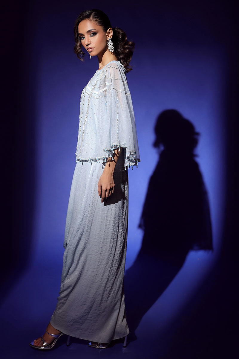 Wardha Saleem | Luxury Pret Fusion Wear | AURA CAPE WITH DRAPE (2PC) by Wardha Saleem - Designer Dress - Type: Ladies Clothes - Available at Libayah - 100% Original