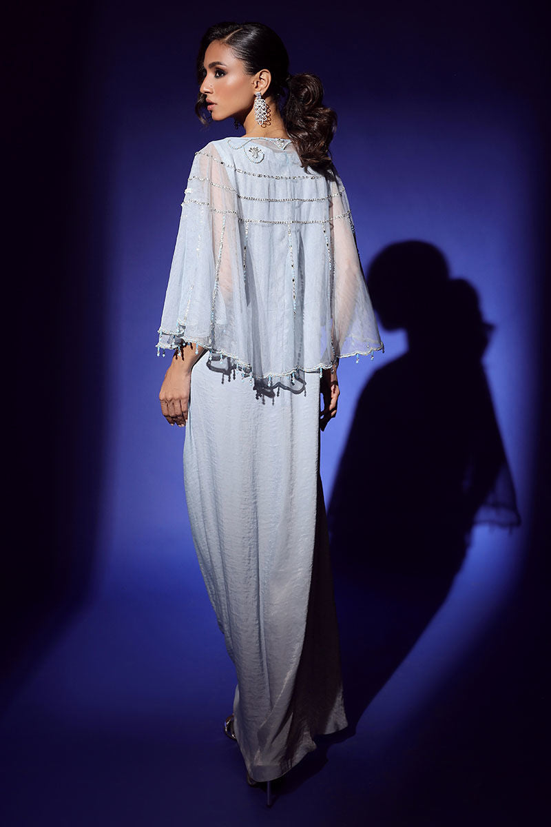 Wardha Saleem | Luxury Pret Fusion Wear | AURA CAPE WITH DRAPE (2PC) by Wardha Saleem - Designer Dress - Type: Ladies Clothes - Available at Libayah - 100% Original