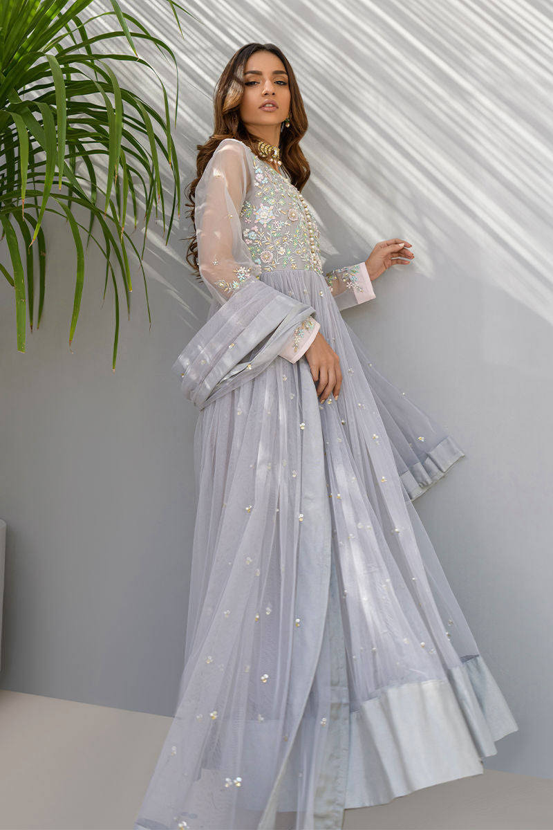 Fatima Khan | Best Sellers 24 | CRYSTAL GREY by Fatima Khan - Designer Dress - Type: Luxury - Available at Libayah - 100% Original