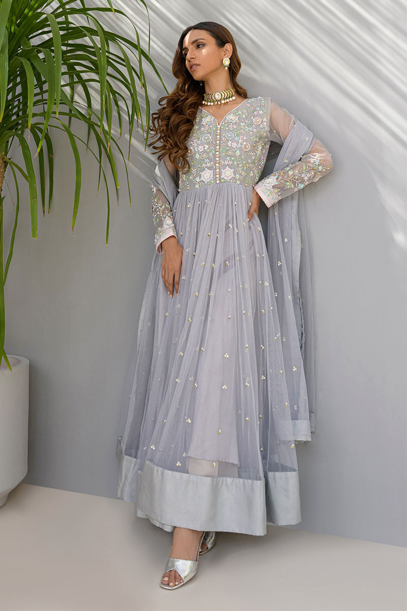 Fatima Khan | Best Sellers 24 | CRYSTAL GREY by Fatima Khan - Designer Dress - Type: Luxury - Available at Libayah - 100% Original