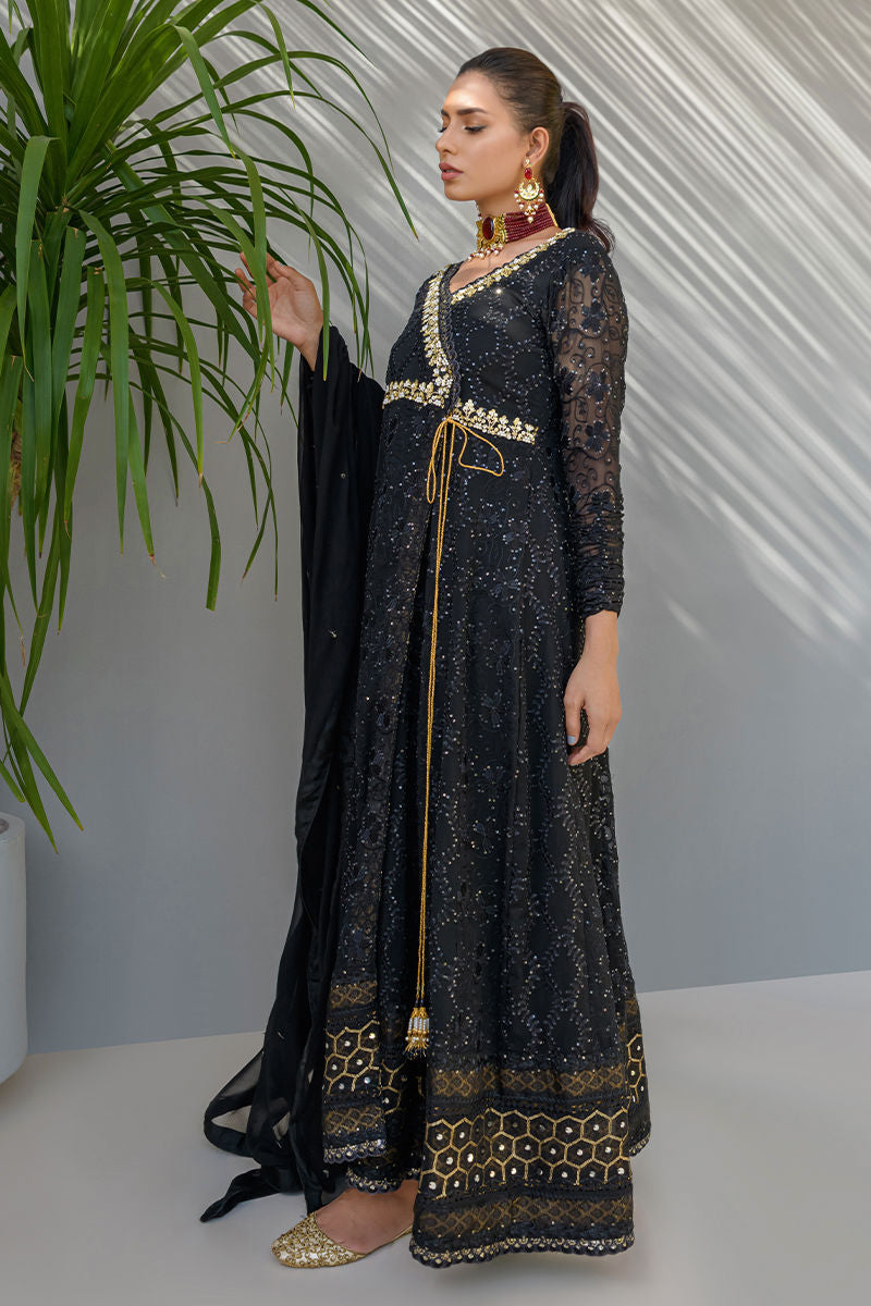 Fatima Khan | Luxury Pret 24 | CHARCOAL GOLD by Fatima Khan - Designer Dress - Type: Luxury - Available at Libayah - 100% Original