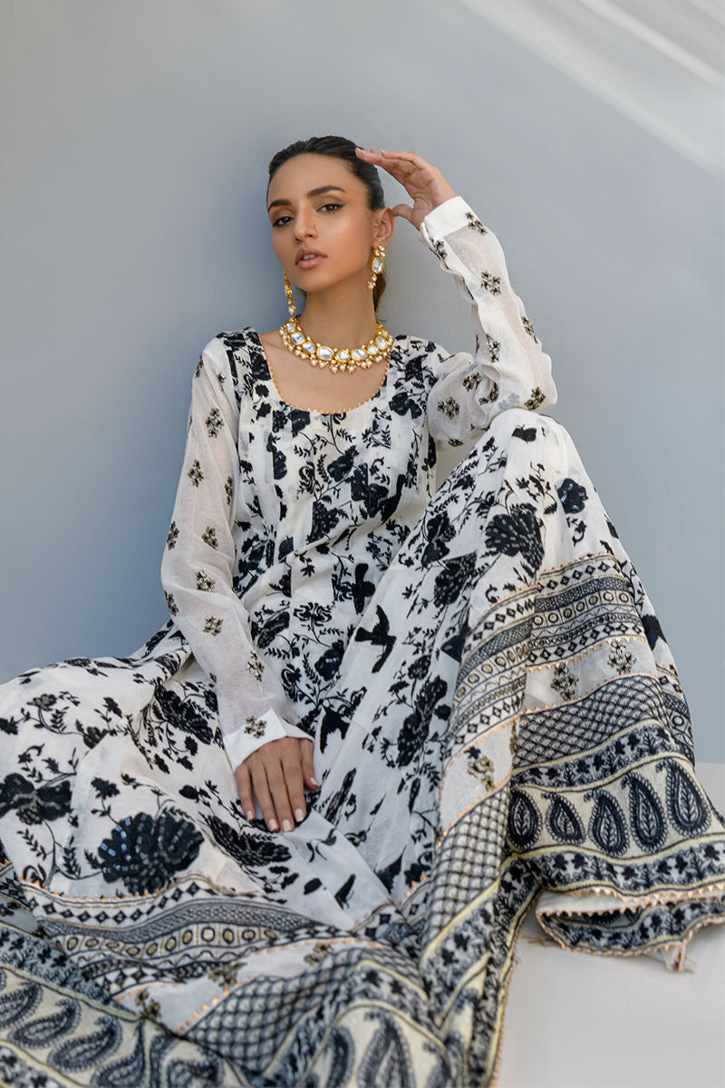 Fatima Khan | Best Sellers 24 | MONOCHROME KALIDAAR by Fatima Khan - Designer Dress - Type: Luxury - Available at Libayah - 100% Original