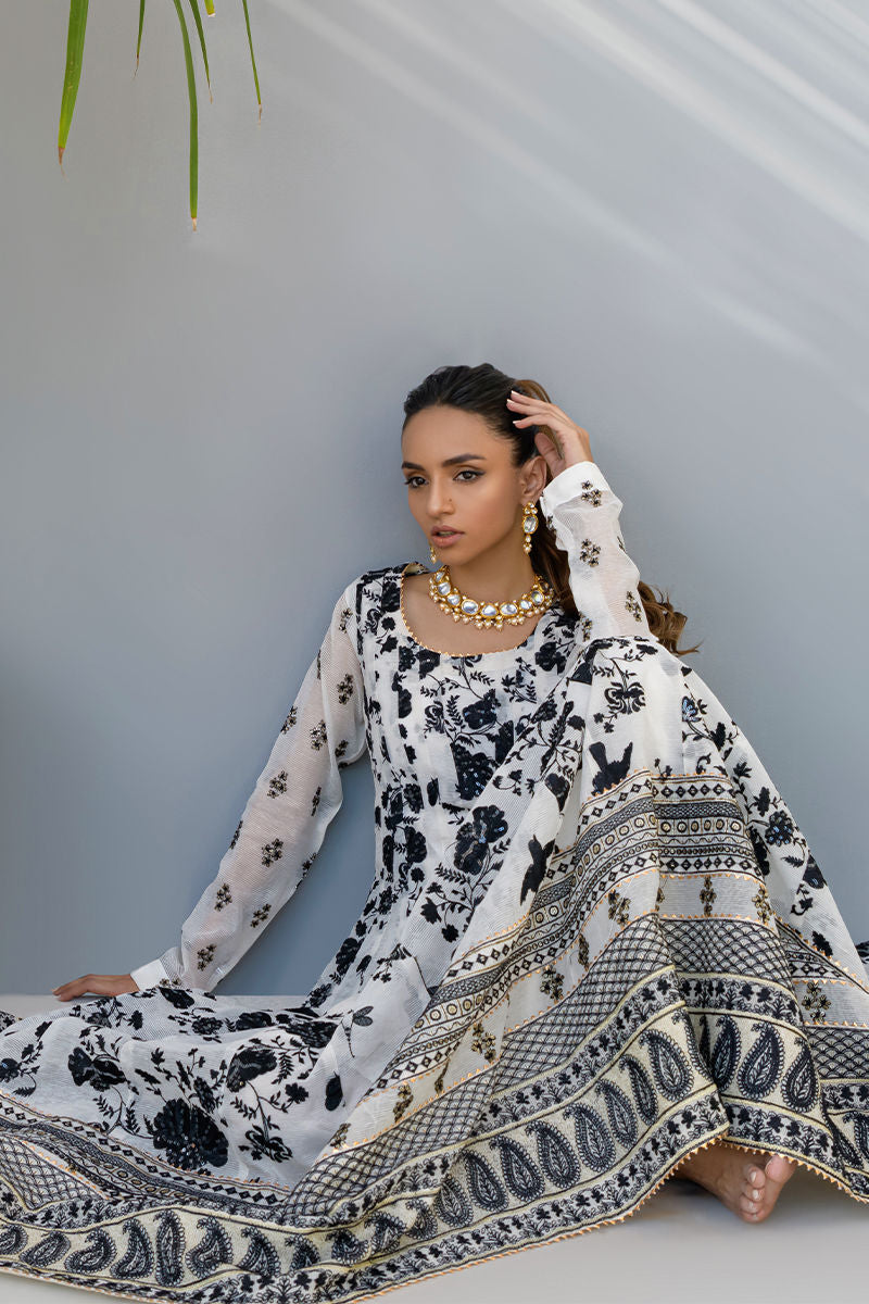 Fatima Khan | Best Sellers 24 | MONOCHROME KALIDAAR by Fatima Khan - Designer Dress - Type: Luxury - Available at Libayah - 100% Original