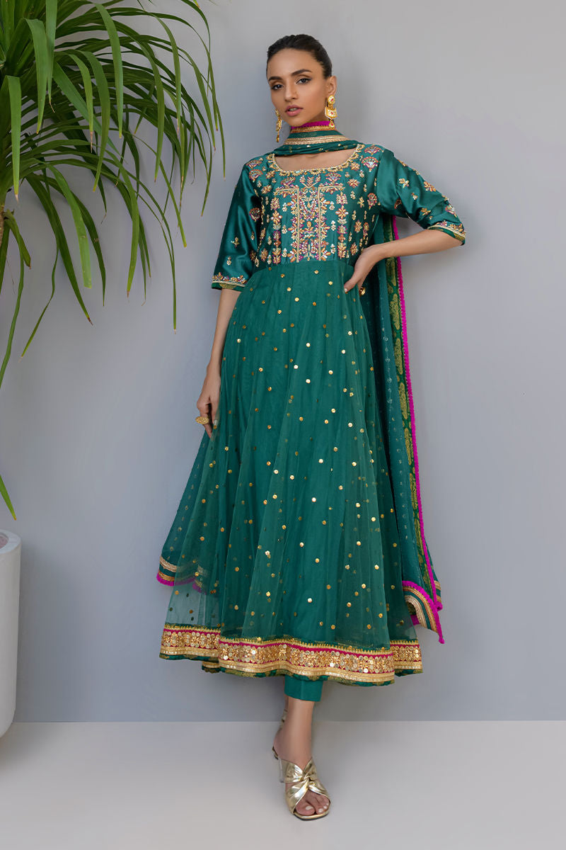 Fatima Khan | Luxury Pret 24 | JADE GREEN GOLD by Fatima Khan - Designer Dress - Type: Luxury - Available at Libayah - 100% Original