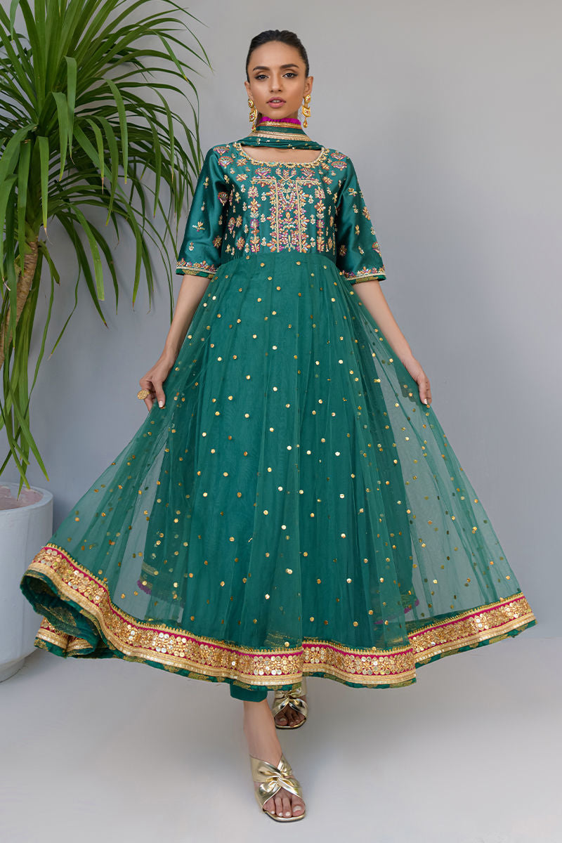 Fatima Khan | Luxury Pret 24 | JADE GREEN GOLD by Fatima Khan - Designer Dress - Type: Luxury - Available at Libayah - 100% Original