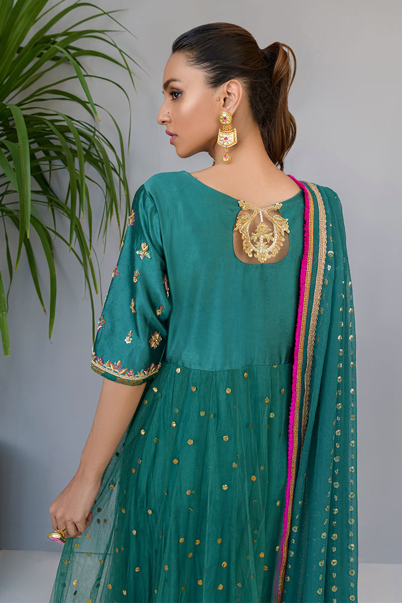 Fatima Khan | Luxury Pret 24 | JADE GREEN GOLD by Fatima Khan - Designer Dress - Type: Luxury - Available at Libayah - 100% Original
