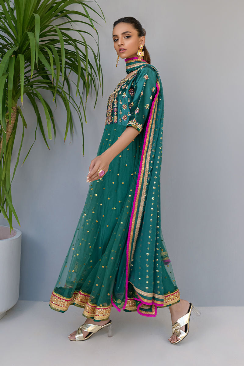 Fatima Khan | Luxury Pret 24 | JADE GREEN GOLD by Fatima Khan - Designer Dress - Type: Luxury - Available at Libayah - 100% Original