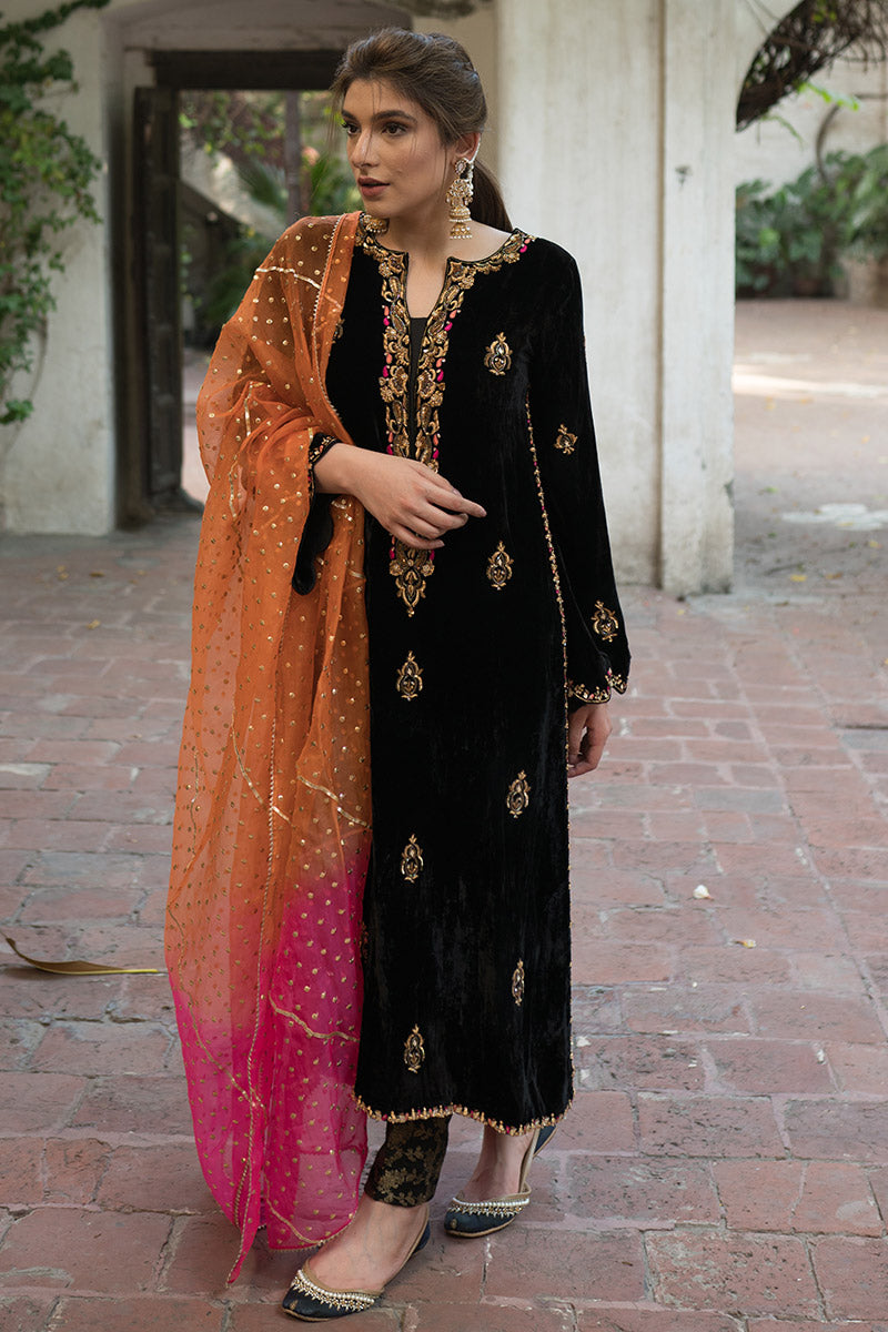 Ansab Jahangir | Bow Velvet Edit | MIDNIGHT FANTASY by Ansab Jahangir - Designer Dress - Type: Ladies Clothes - Available at Libayah - 100% Original