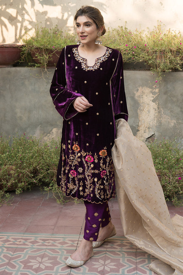 Ansab Jahangir | Bow Velvet Edit | WINTER HAZE by Ansab Jahangir - Designer Dress - Type: Ladies Clothes - Available at Libayah - 100% Original