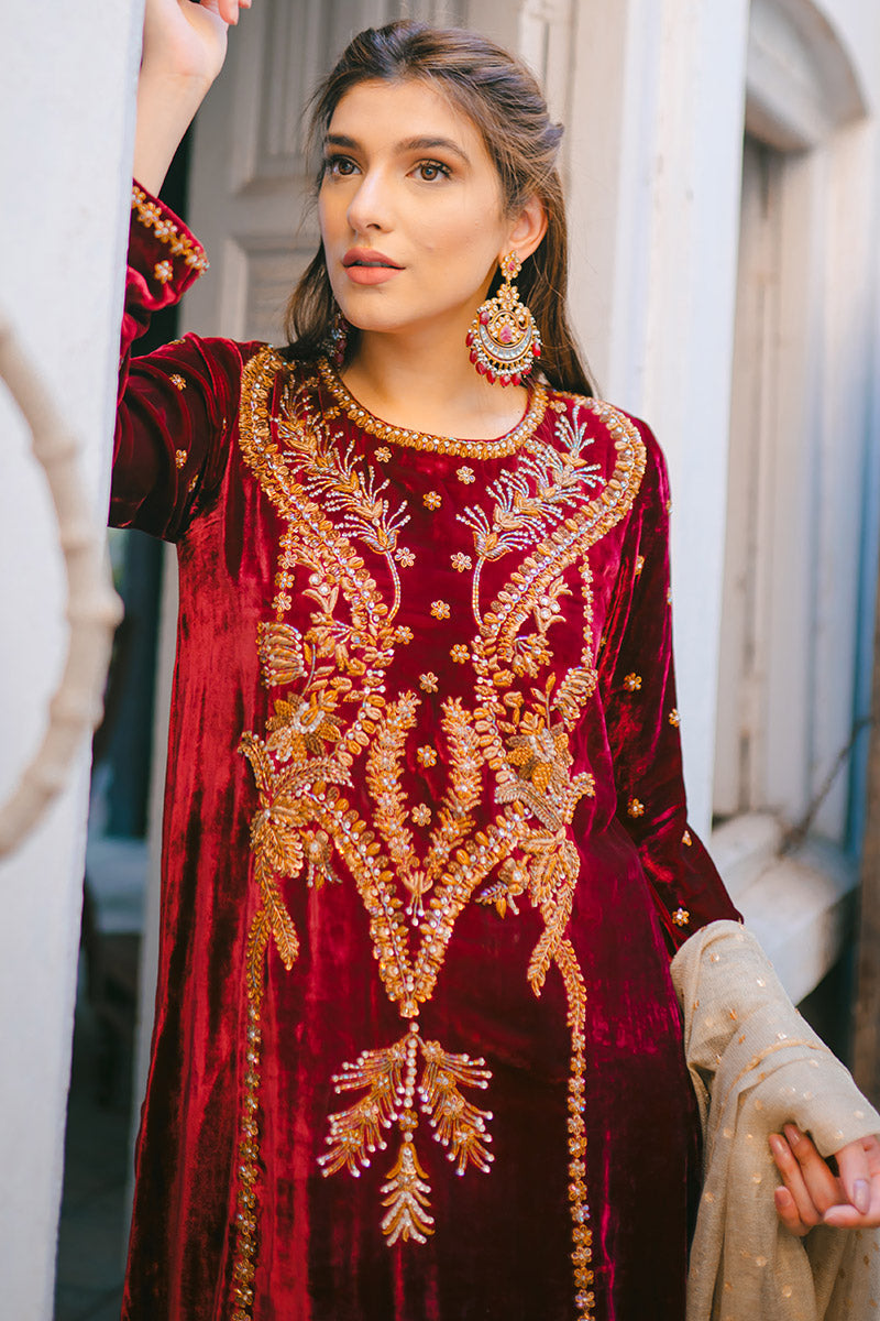 Ansab Jahangir | Bow Velvet Edit | STARRY NIGHT by Ansab Jahangir - Designer Dress - Type: Ladies Clothes - Available at Libayah - 100% Original
