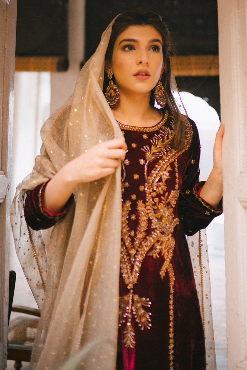 Ansab Jahangir | Bow Velvet Edit | STARRY NIGHT by Ansab Jahangir - Designer Dress - Type: Ladies Clothes - Available at Libayah - 100% Original