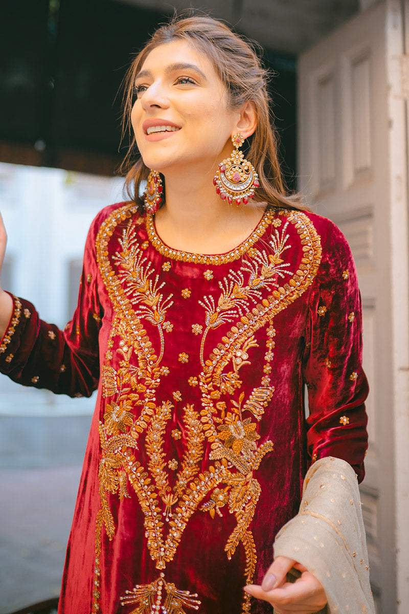 Ansab Jahangir | Bow Velvet Edit | STARRY NIGHT by Ansab Jahangir - Designer Dress - Type: Ladies Clothes - Available at Libayah - 100% Original