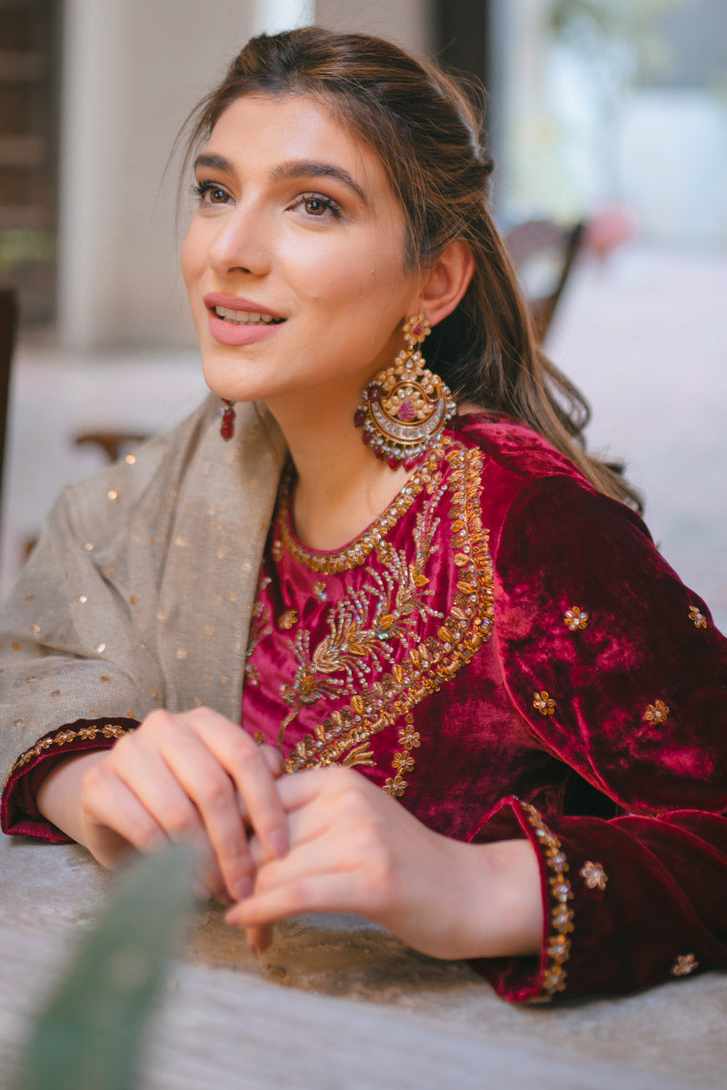 Ansab Jahangir | Bow Velvet Edit | STARRY NIGHT by Ansab Jahangir - Designer Dress - Type: Ladies Clothes - Available at Libayah - 100% Original