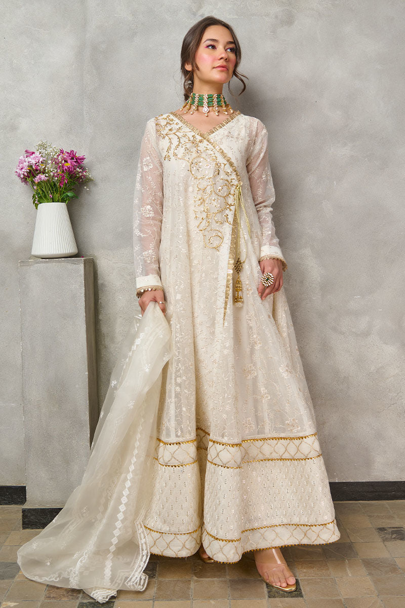 Fatima Khan | Best Sellers 24 | CANDLE WHITE ANGARAKHA by Fatima Khan - Designer Dress - Type: Luxury - Available at Libayah - 100% Original