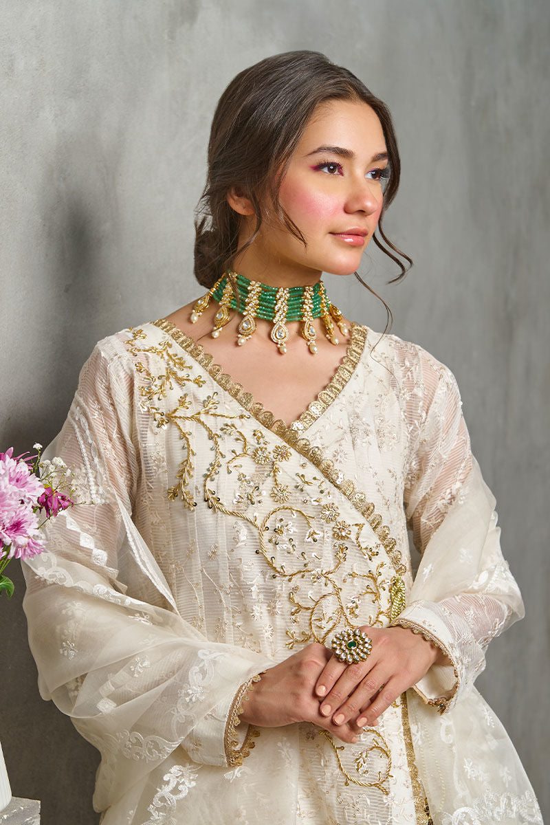 Fatima Khan | Best Sellers 24 | CANDLE WHITE ANGARAKHA by Fatima Khan - Designer Dress - Type: Luxury - Available at Libayah - 100% Original