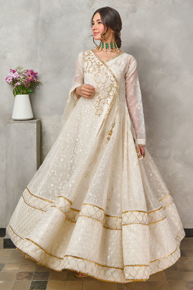 Fatima Khan | Best Sellers 24 | CANDLE WHITE ANGARAKHA by Fatima Khan - Designer Dress - Type: Luxury - Available at Libayah - 100% Original