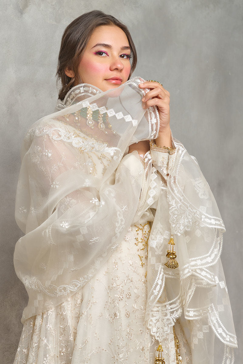 Fatima Khan | Best Sellers 24 | CANDLE WHITE ANGARAKHA by Fatima Khan - Designer Dress - Type: Luxury - Available at Libayah - 100% Original