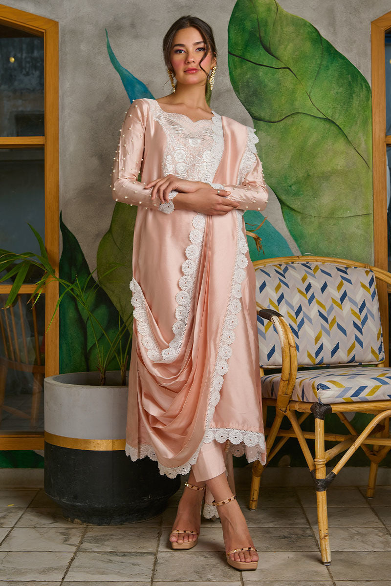 Fatima Khan | Best Sellers 24 | PEACHY PEARL by Fatima Khan - Designer Dress - Type: Luxury - Available at Libayah - 100% Original