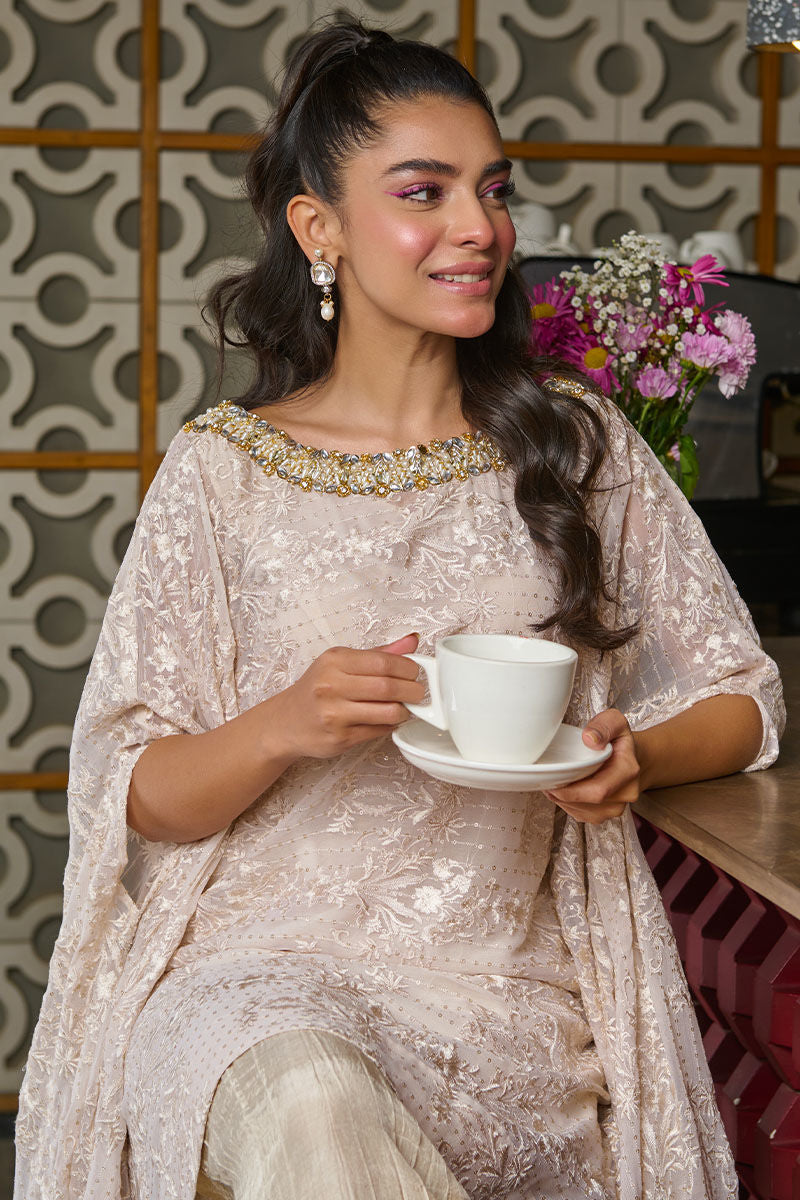 Fatima Khan | Luxury Pret 24 | IVORY GOLD KIMONO by Fatima Khan - Designer Dress - Type: Luxury - Available at Libayah - 100% Original