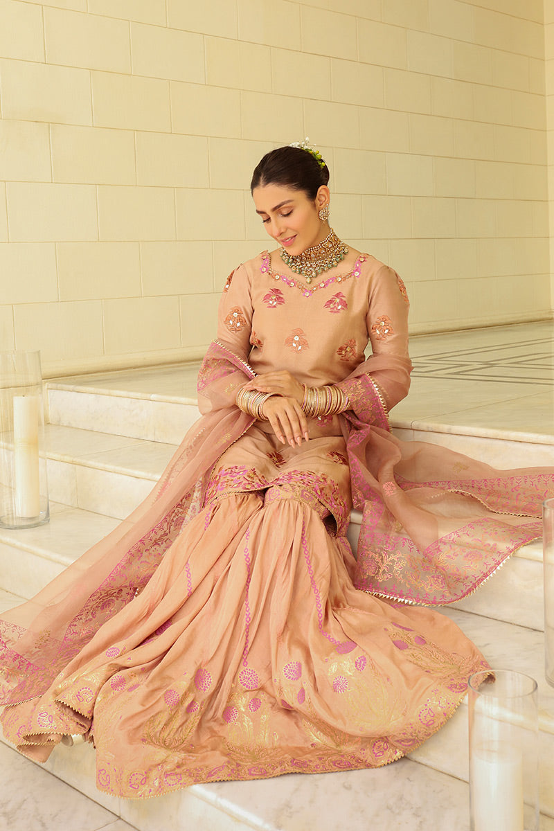 Ansab Jahangir | Luxury Silk Pret | TAUPE by Ansab Jahangir - Designer Dress - Type: Ladies Clothes - Available at Libayah - 100% Original