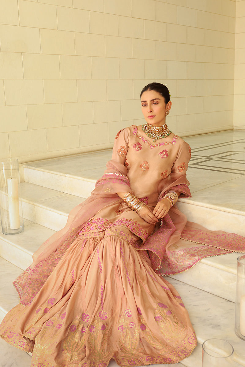 Ansab Jahangir | Luxury Silk Pret | TAUPE by Ansab Jahangir - Designer Dress - Type: Ladies Clothes - Available at Libayah - 100% Original