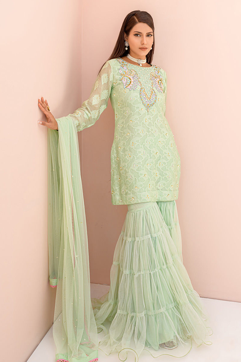 Fatima Khan | Best Sellers 24 | AQUA MINT by Fatima Khan - Designer Dress - Type: Luxury - Available at Libayah - 100% Original