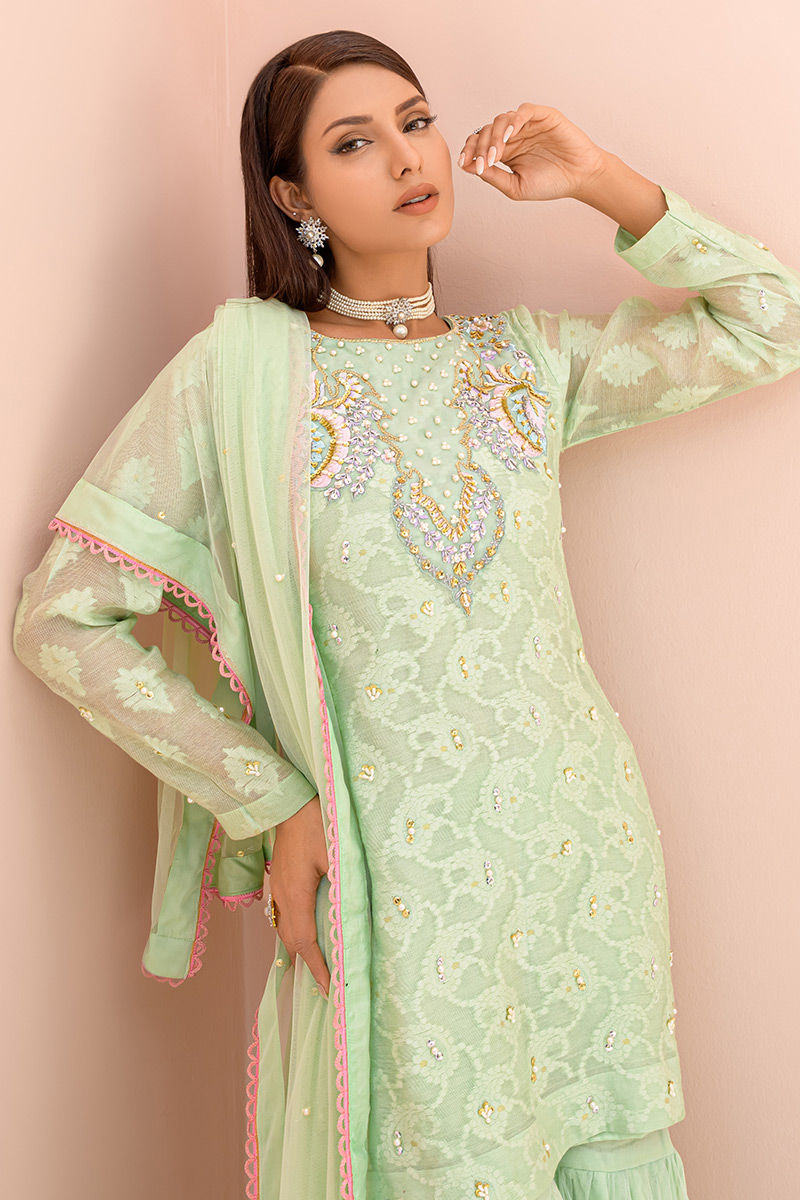 Fatima Khan | Best Sellers 24 | AQUA MINT by Fatima Khan - Designer Dress - Type: Luxury - Available at Libayah - 100% Original